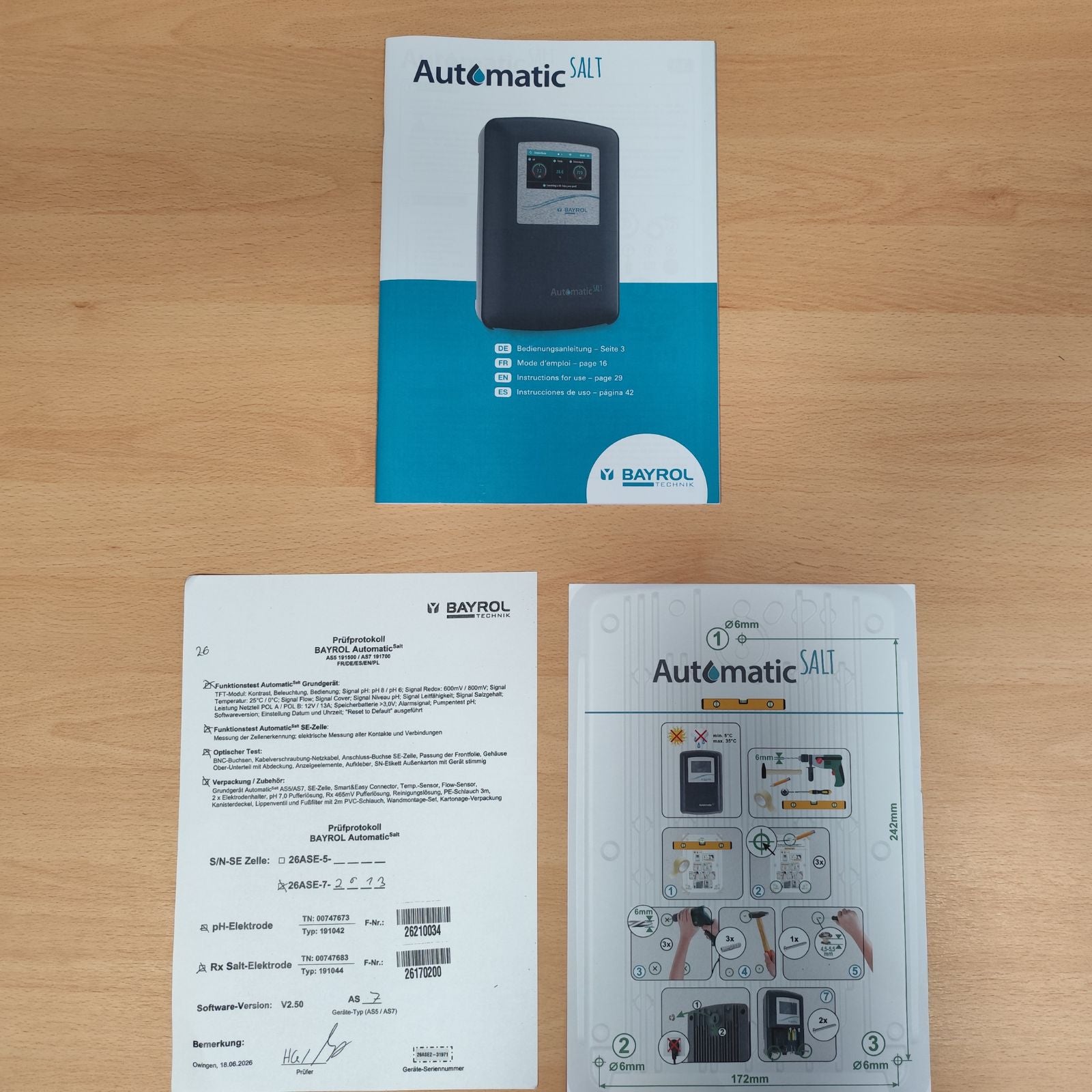 Salzelektrolysenlage Bayrol Automatic Salt Dokumente
