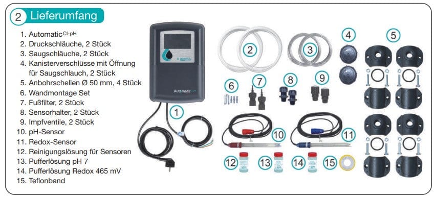 Dosieranlage Bayrol Automatic Chlor pH Lieferumfang